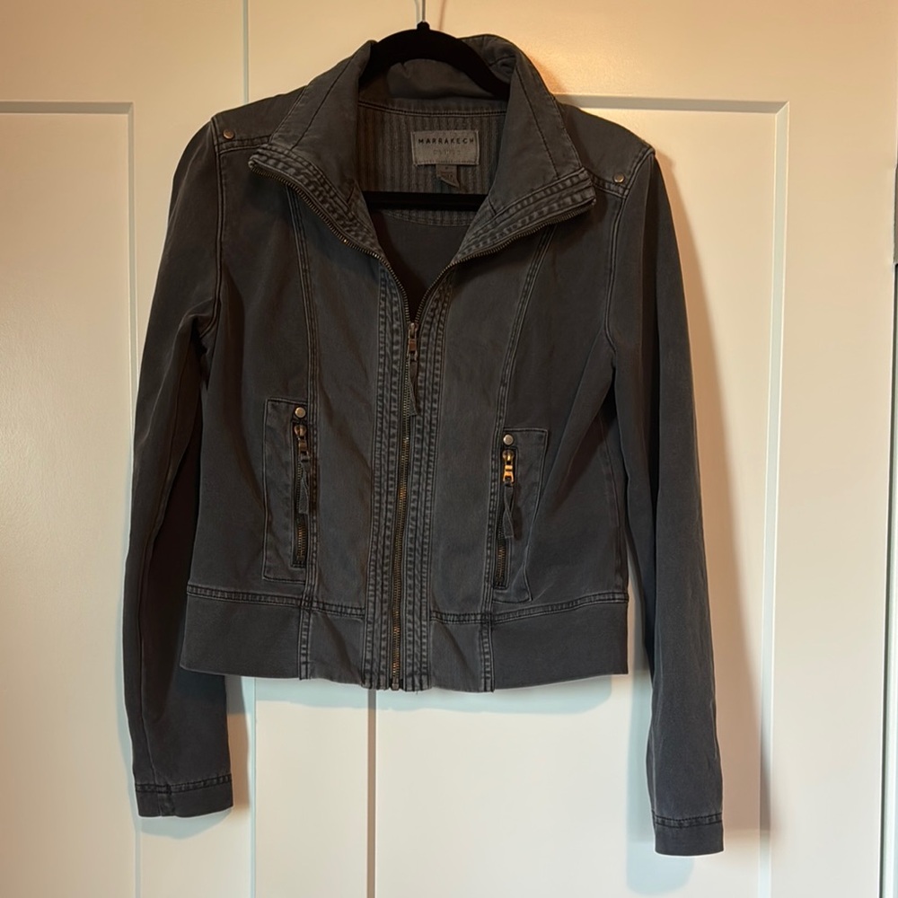 Anthropologie Marrakech Grey Moto Jacket size M